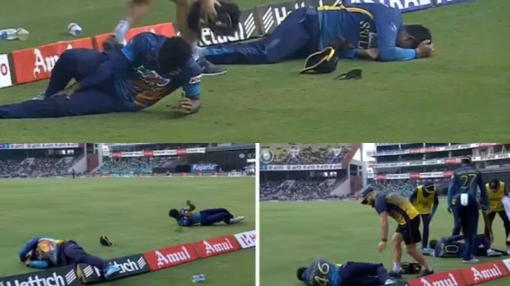 IND vs SL 3rd odi two sri lankan fielders collide on the field see video