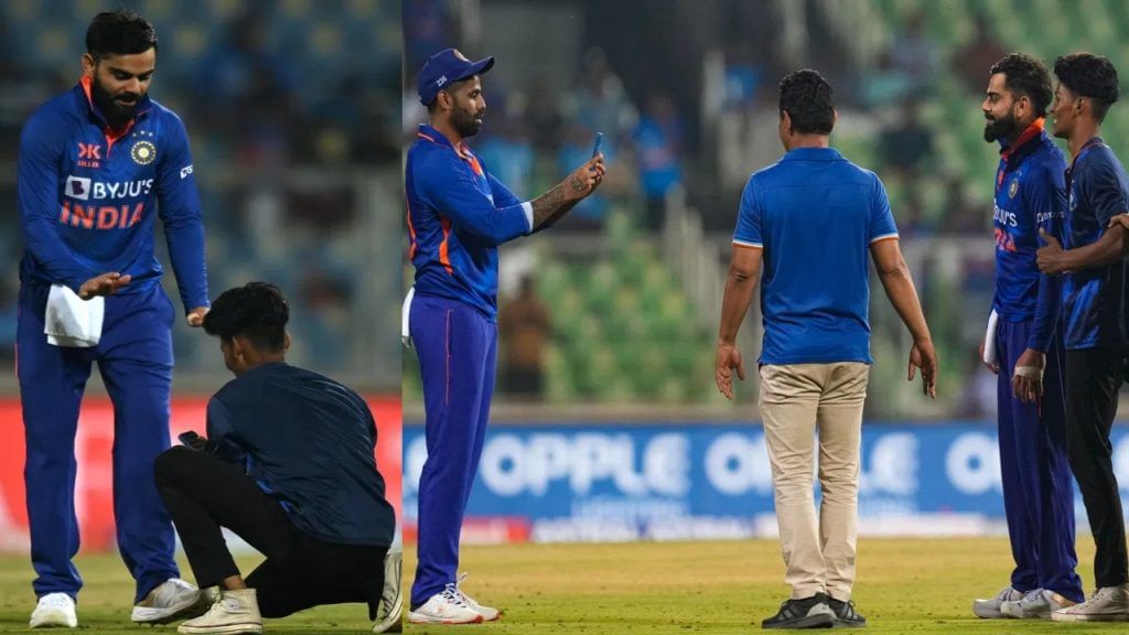 ind vs sl Virat Kohli fan enters ground touches feet gets photo Suryakumar Yadav click picture