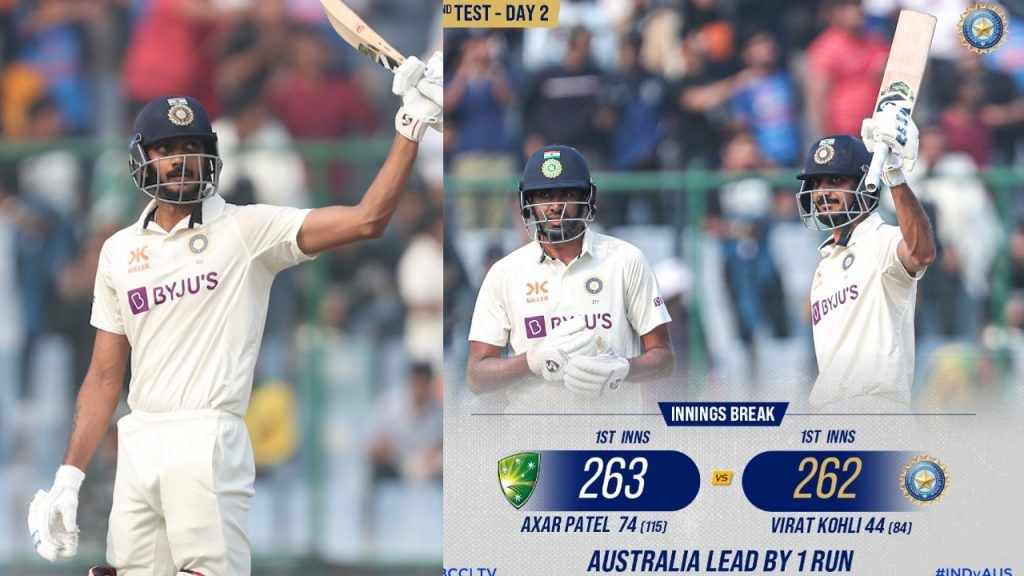 Ind vs aus 2nd test 2nd day team india all out on 262 runs in 1st innings