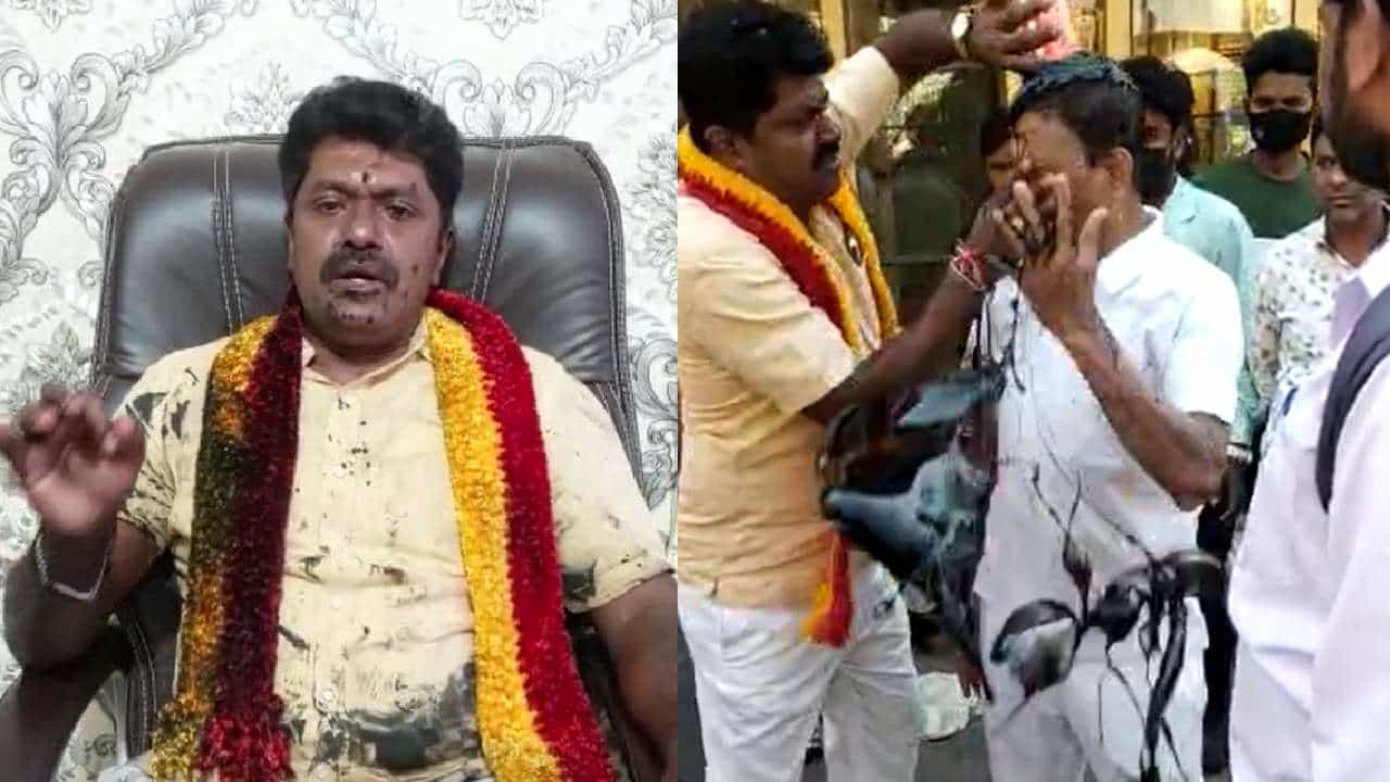 ಕನ್ನಡ ಬಾವುಟ ಹಾರಿಸಿದ್ದಕ್ಕೆ ಆಕ್ಷೇಪ ವ್ಯಕ್ತಪಡಿಸಿದ ವ್ಯಕ್ತಿಗೆ ಮಸಿ ಬಳಿದು ಎಳೆದಾಡಿದ ಕನ್ನಡಪರ ಸಂಘಟನೆ ಕಾರ್ಯಕರ್ತ; ಎಫ್ಐಆರ್ ದಾಖಲು ಕನ್ನಡ ಬಾವುಟ ಹಾರಿಸಿದ್ದಕ್ಕೆ ಆಕ್ಷೇಪ ವ್ಯಕ್ತಪಡಿಸಿದ ವ್ಯಕ್ತಿಗೆ ಮಸಿ ಬಳಿದು ಎಳೆದಾಡಿದ ಕನ್ನಡಪರ ಸಂಘಟನೆ ಕಾರ್ಯಕರ್ತ; ಎಫ್ಐಆರ್ ದಾಖಲು