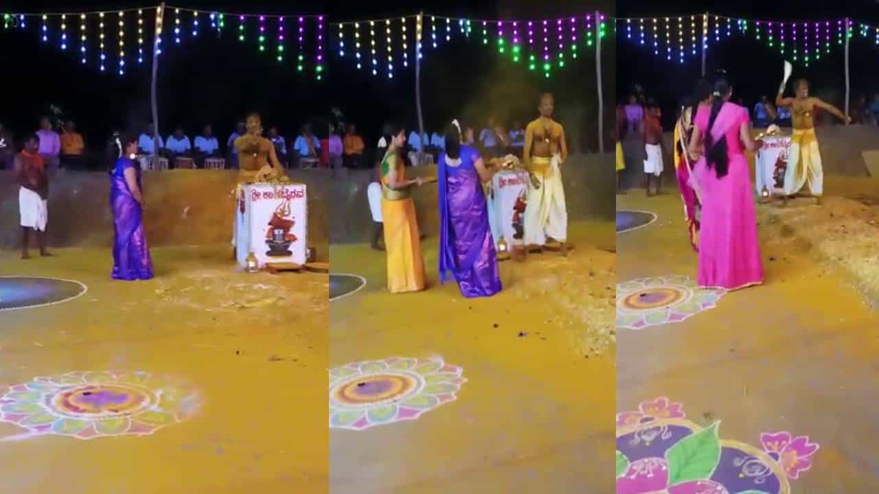 Viral Video: ಕಾರವಾರದಲ್ಲಿ ಇವತ್ತಿನಿಂದ ಈ ಬಾಲಕಿ ನನ್ನ ಅರ್ಧಾಂಗಿ, ಕಾಂತಾರ ಸ್ಟೈಲಿನಲ್ಲಿ ನುಡಿ ನೀಡಿದ ದೈವ ಪಾತ್ರಿ Viral Video: ಕಾರವಾರದಲ್ಲಿ ಇವತ್ತಿನಿಂದ ಈ ಬಾಲಕಿ ನನ್ನ ಅರ್ಧಾಂಗಿ, ಕಾಂತಾರ ಸ್ಟೈಲಿನಲ್ಲಿ ನುಡಿ ನೀಡಿದ ದೈವ ಪಾತ್ರಿ