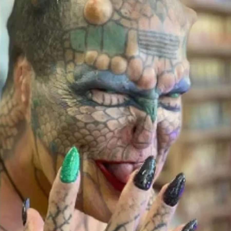 Dragon Lady Medusa Woman who spent Rs 39 lakh to look like a dragon Lady photos
