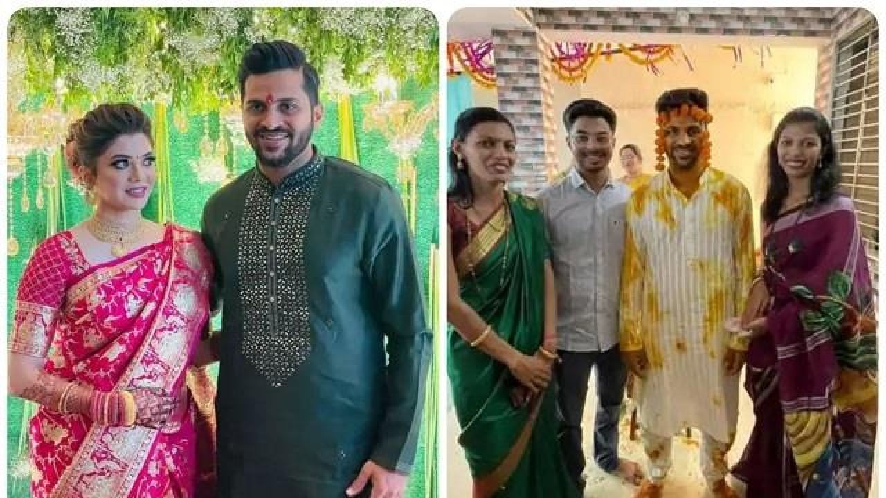 ಈ ಚಿತ್ರದಲ್ಲಿ ಕುರ್ತಾ ಧರಿಸಿರುವ ಶಾರ್ದೂಲ್ ಠಾಕೂರ್ ಮತ್ತು ಮೆಹಂದಿಯೊಂದಿಗೆ ಮಿಂಚುತ್ತಿರುವ ನವ ವಧು ಮಿತಾಲಿ ಪಾರುಲ್ಕರ್ ಅವರನ್ನು ಕಾಣಬಹುದು.