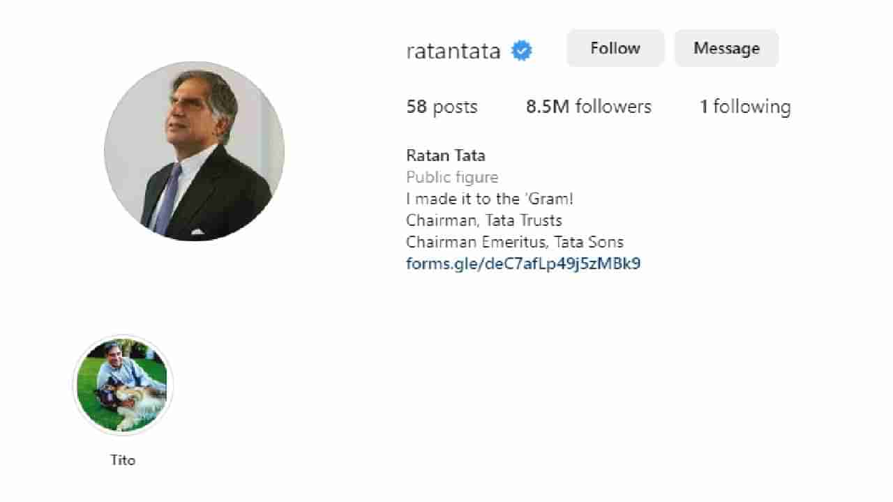 ರತನ್ ಟಾಟಾ ಫಾಲೋ ಮಾಡುವ ಏಕೈಕ ಇನ್ಸ್ಟಾಗ್ರಾಮ್ ಖಾತೆ ಯಾವುದು ಗೊತ್ತಾ?