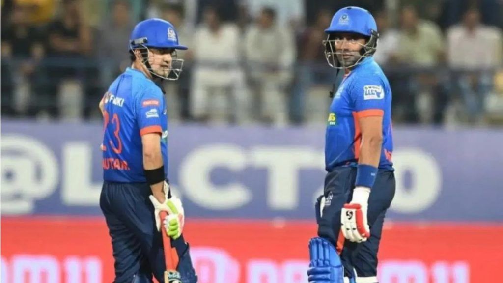 LLC 2023 Gautam Gambhir and Robin Uthappa attack on Asia Lions Pakistani Bowler in Legends League Cricket in Doha