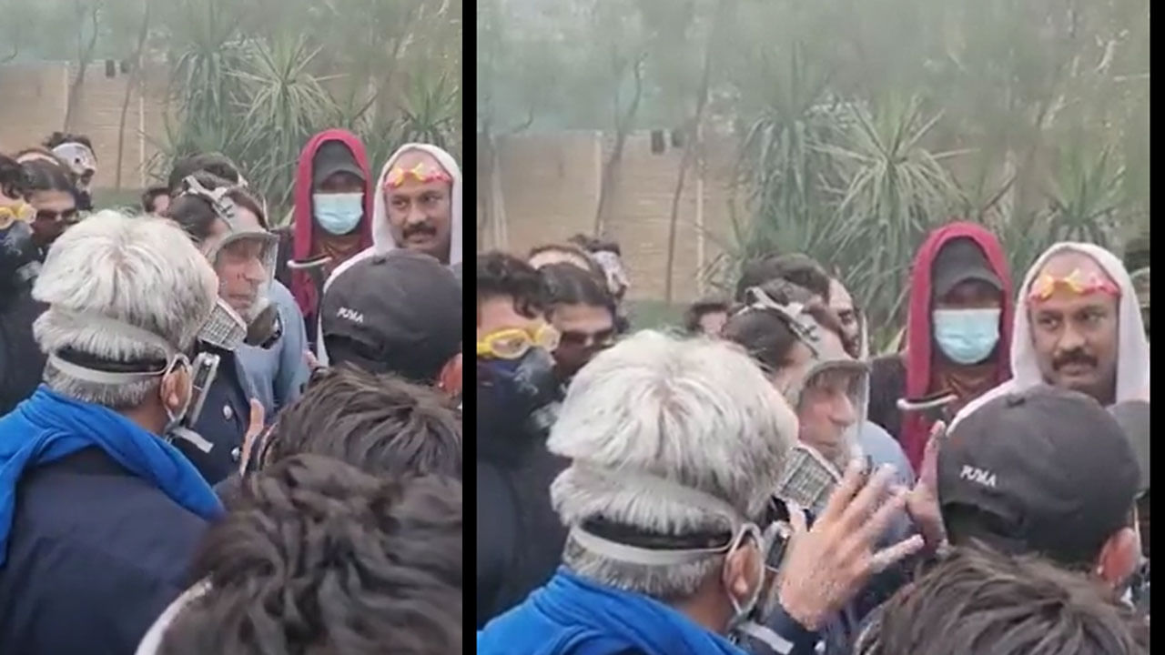 Watch: ಮನೆಯ ಹೊರಗೆ ಗ್ಯಾಸ್ ಮಾಸ್ಕ್ನಲ್ಲಿ ಕಾಣಿಸಿಕೊಂಡ ಇಮ್ರಾನ್ ಖಾನ್