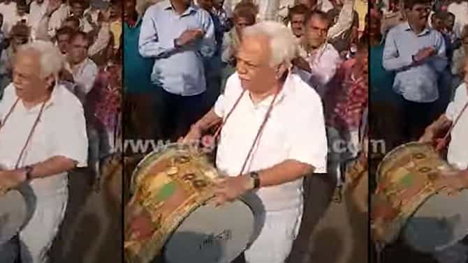 Haliyal: ಮಠದ ರಥೋತ್ಸವದಲ್ಲಿ 25 ರ ಯುವಕರೂ ನಾಚುವಂತೆ ಒಂದೇಸಮ ಅರ್ಧಗಂಟೆ ಡೊಳ್ಳು ಬಾರಿಸಿದ 75ರ ಆರ್ ವಿ ದೇಶಪಾಂಡೆ!