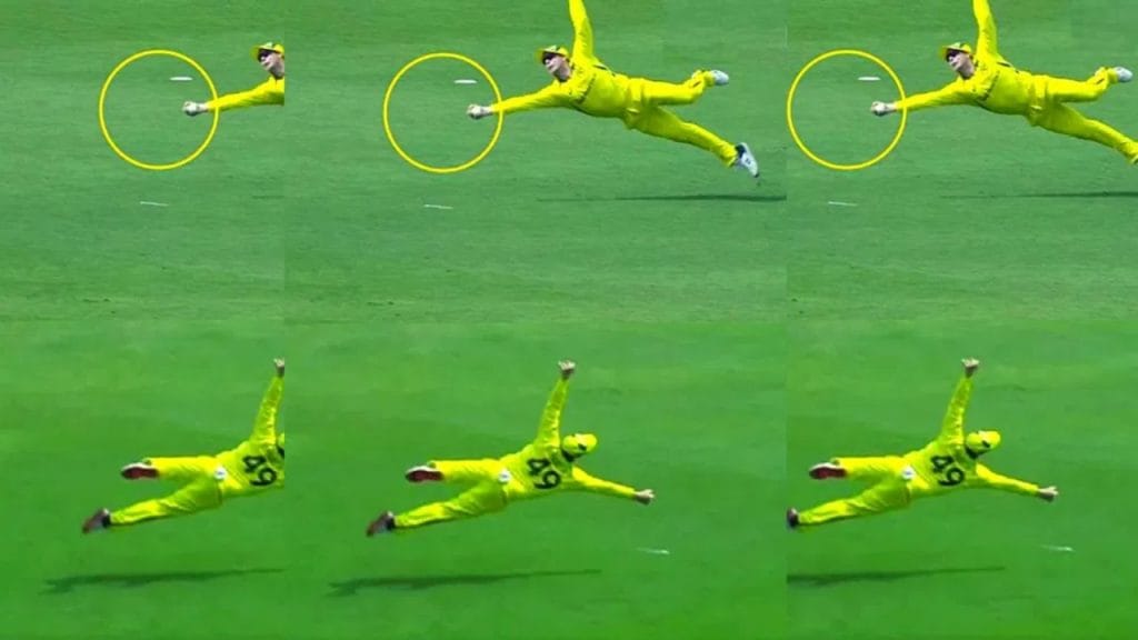 Ind vs aus 2nd odi Steve Smith take stunning catch of Hardik Pandya in Vizag ODI