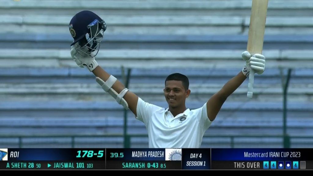 Irani Cup rest of india batsman Yashasvi Jaiswal smashed century after double century vs madhya pradesh