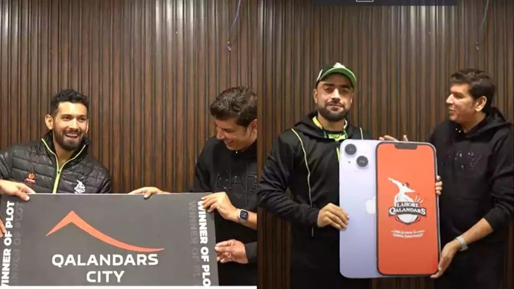 PSL team Lahore Qalandars reward Rashid Khan with iphone and Sikandar Raza with plot