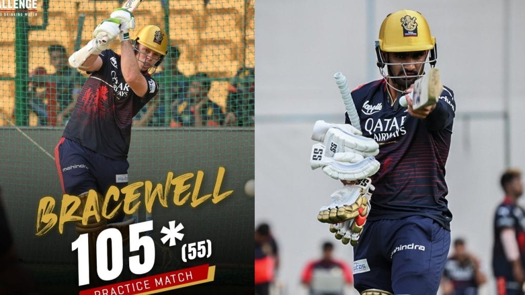 IPL 2023 Michael Bracewell Smashes Century in RCB Practice Game