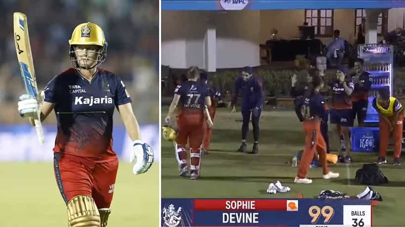 Sophie Devine: 99 ರನ್ಗೆ ಔಟಾಗಿ ಬಂದ ಸೋಫಿಗೆ ಆರ್ಸಿಬಿ ಪ್ಲೇಯರ್ಸ್ ಡಗೌಟ್ನಲ್ಲಿ ಏನು ಮಾಡಿದ್ರು ನೋಡಿ