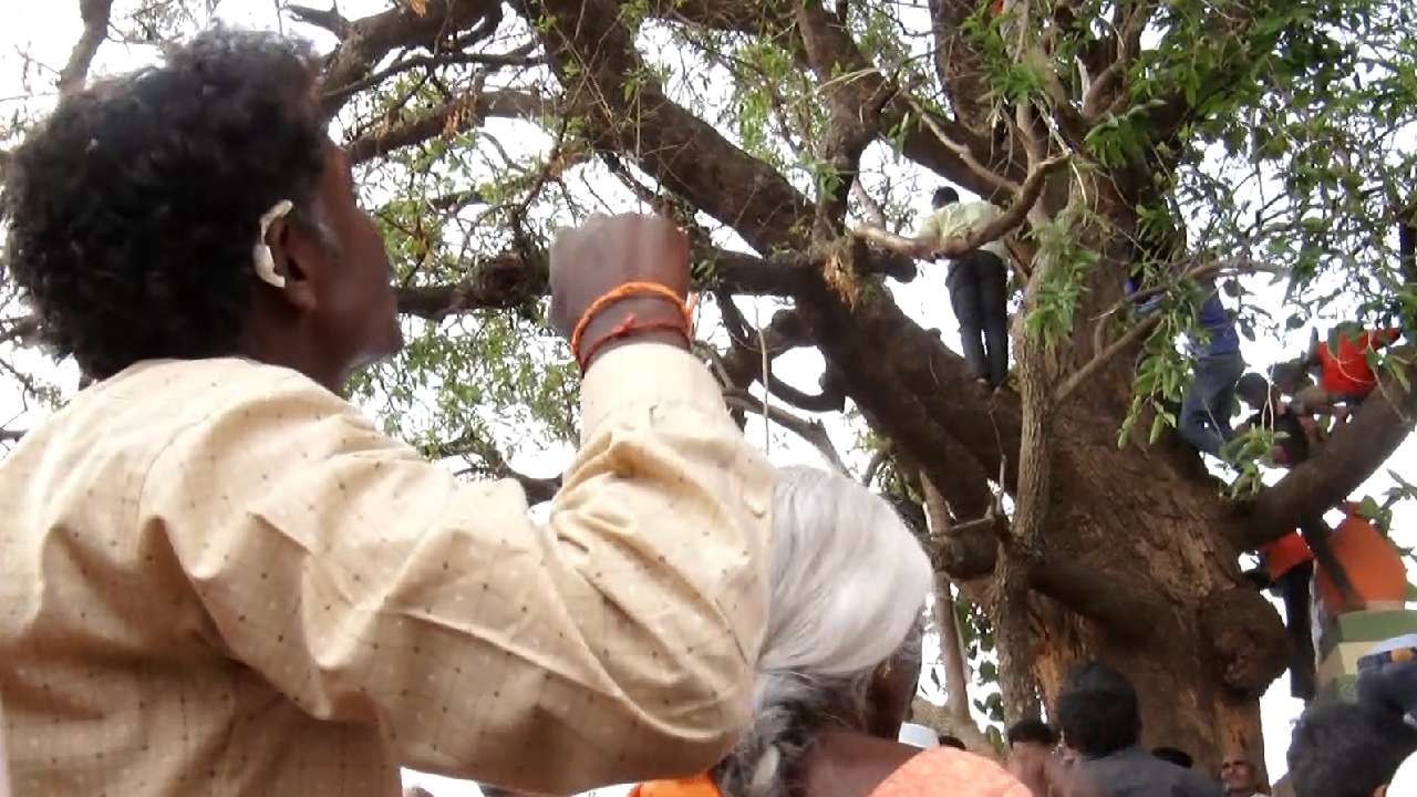 Bitter neem leaves Prasada in Temple of Maheshwaramma Fair and Brahma Rathotsava at Manchenahalli Chikkaballapur 
