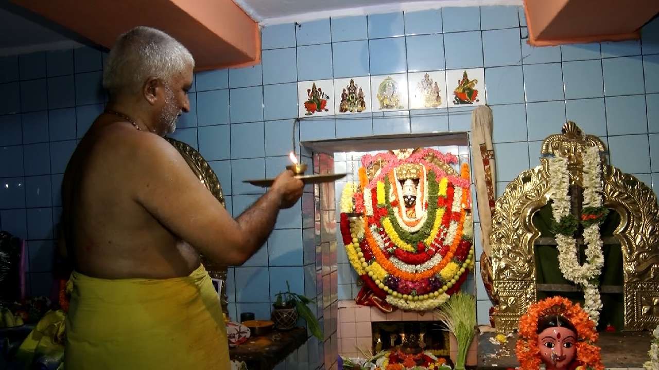 Bitter neem leaves Prasada in Temple of Maheshwaramma Fair and Brahma Rathotsava at Manchenahalli Chikkaballapur 
