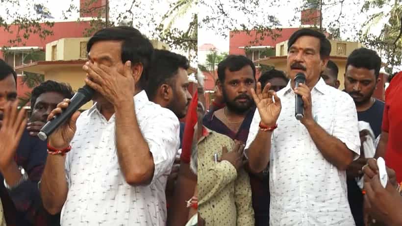 ಕಣ್ಣೀರಿಡುತ್ತಲೇ ಬೆಂಬಲಿಗರನ್ನು ಸಮಾಧಾನಿಸುತ್ತಿರುವ ಕೃಷ್ಣರಾಜ ಕ್ಷೇತ್ರದ ಬಿಜೆಪಿ ಟಿಕೆಟ್ ಆಕಾಂಕ್ಷಿ ಎಸ್ಎ ರಾಮದಾಸ್