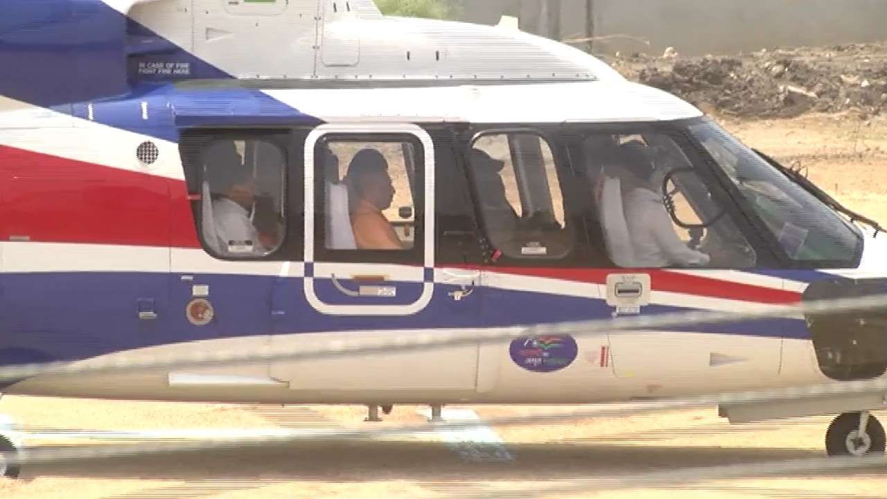 CM Yogi Adityanath helicopter return to Aland City for Landing problem in Bidar due to Weather changes 
