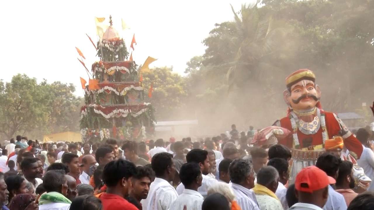 Bitter neem leaves Prasada in Temple of Maheshwaramma Fair and Brahma Rathotsava at Manchenahalli Chikkaballapur 
