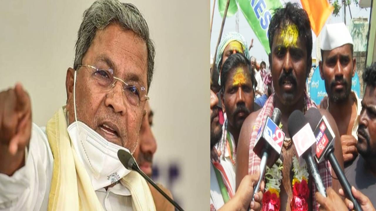 ಸಿದ್ದರಾಮಯ್ಯ ಸಿಎಂ ಆಗ್ಲಿ ಎಂದು 1ಕ್ವಿಂಟಾಲ್ ಹೊತ್ತು ಅರ್ಧ ಕಿಲೋ ಮೀಟರ್ ದೀಡ್ ನಮಸ್ಕಾರ ಹಾಕಿದ ಅಭಿಮಾನಿ