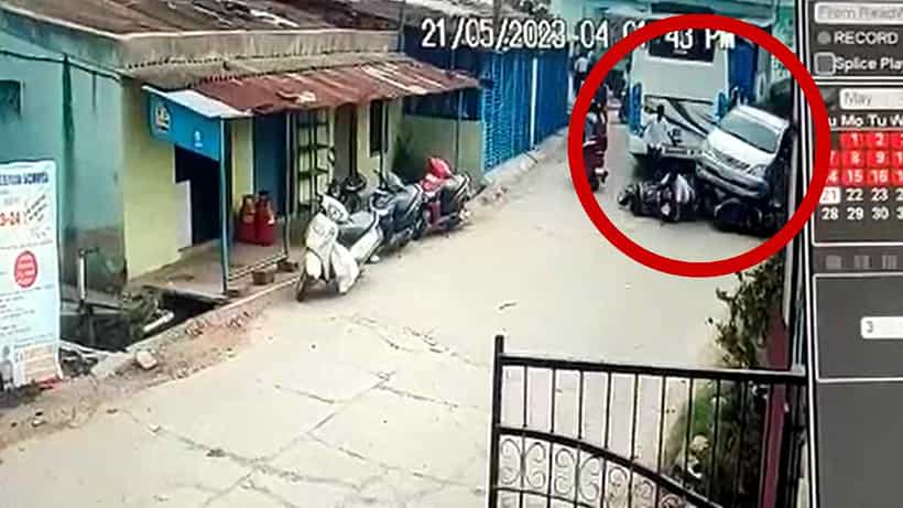 ಸಿನಿಮಾ ಶೈಲಿಯಲ್ಲಿ ಬೈಕ್ಗಳ ಮೇಲೆ ಕಾರು ಚಲಾಯಿಸಿ ಪೊಲೀಸರಿಂದ ತಪ್ಪಿಸಿಕೊಂಡ ಕಿರಾತಕರು, ಘಟನೆ ದೃಶ್ಯ ಸಿಸಿ ಟಿವಿಯಲ್ಲಿ ಸೆರೆ