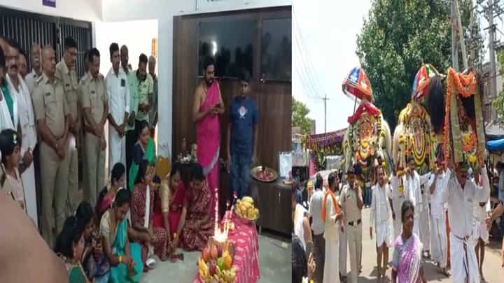 ತಿಪಟೂರು ನಗರ ಪೊಲೀಸ್ ಠಾಣೆಗೆ ಬಂದ ದೇವರು; ಕೆಂಪಮ್ಮ, ಚಿಕ್ಕಮ್ಮ, ಭೂತರಾಯ ದೇವರನ್ನ ಕರೆಸಿ ಪೂಜೆ; ವಿಡಿಯೋ ಇಲ್ಲಿದೆ ತಿಪಟೂರು ನಗರ ಪೊಲೀಸ್ ಠಾಣೆಗೆ ಬಂದ ದೇವರು; ಕೆಂಪಮ್ಮ, ಚಿಕ್ಕಮ್ಮ, ಭೂತರಾಯ ದೇವರನ್ನ ಕರೆಸಿ ಪೂಜೆ; ವಿಡಿಯೋ ಇಲ್ಲಿದೆ