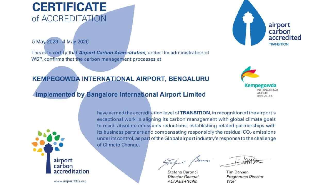 Bengaluru airport gets ACI's highest level of Level 4 plus transition accreditation