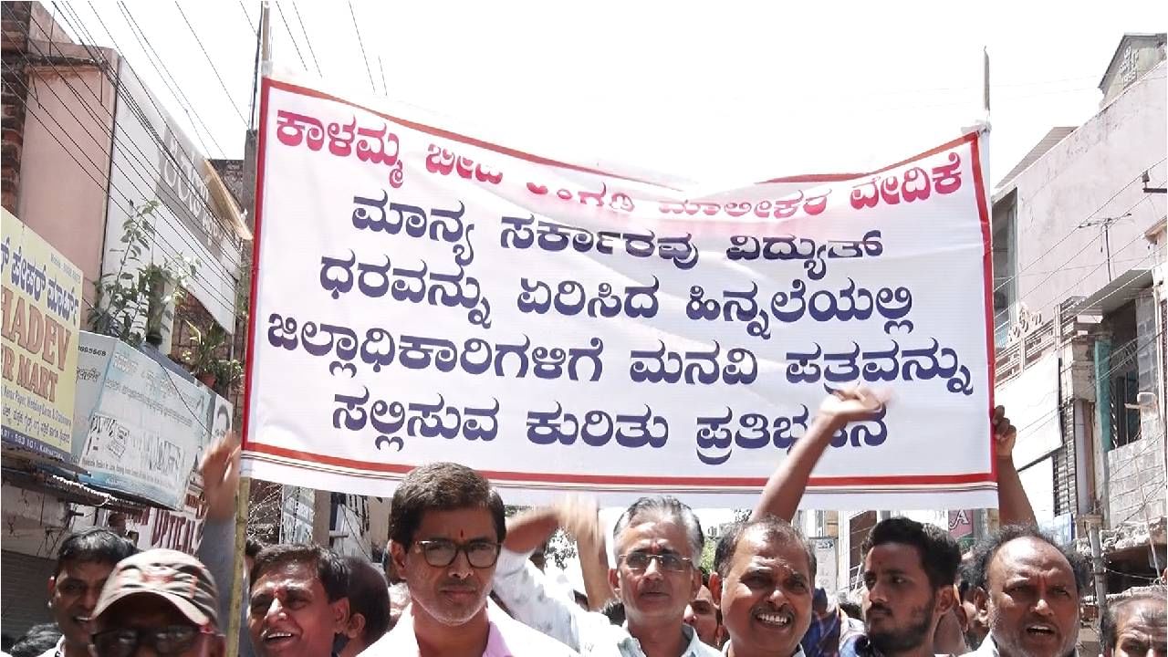 Increase of Electricity bill: Businessman made protest in bellary