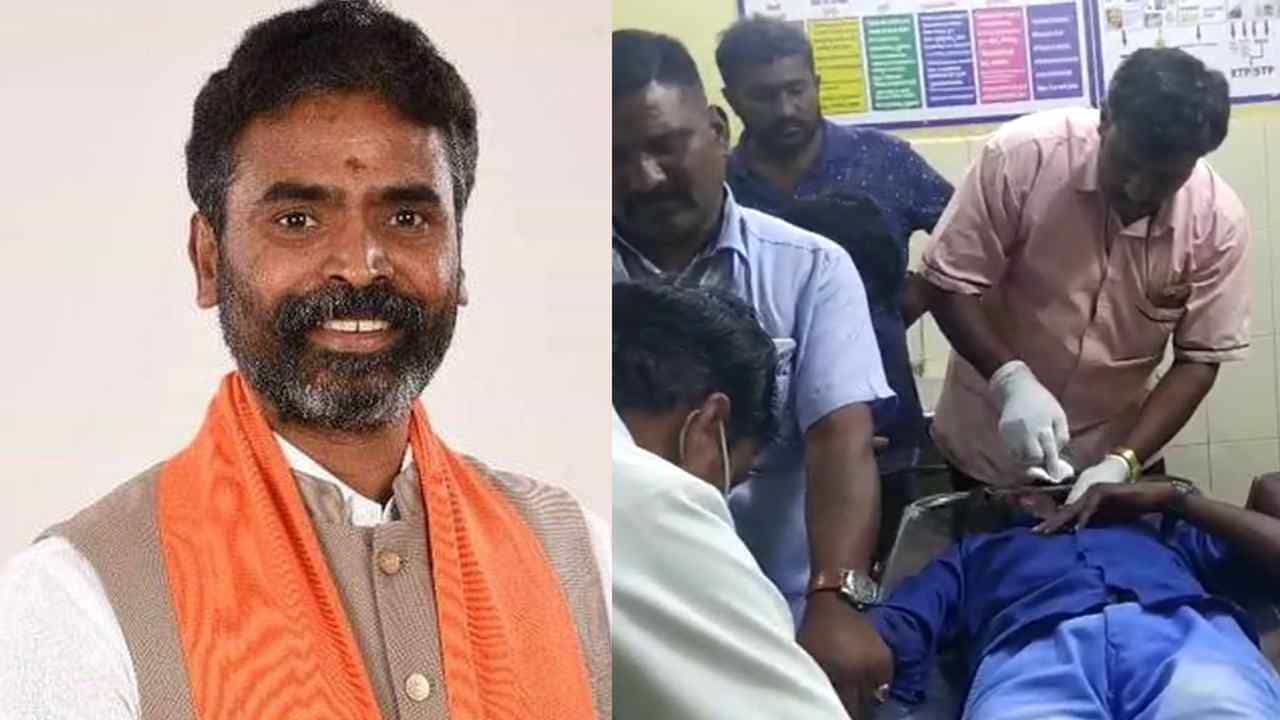 Bike accident in Kolar MP S Muniswamy helps in taking injured to hospital