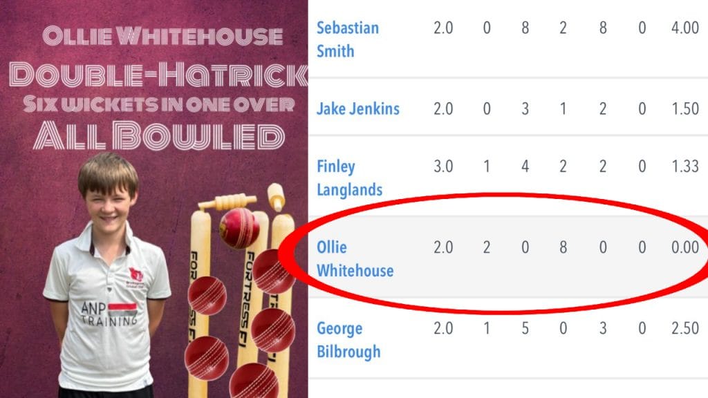 Oliver Whitehouse Takes Double Hat Trick In One Over