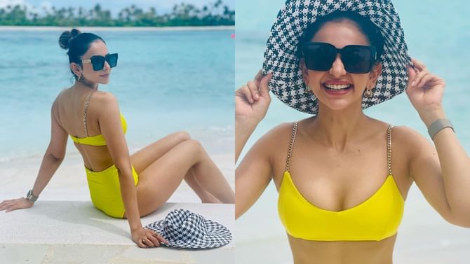 Rakul Preet Singh: ಮಾಲ್ಡೀವ್ಸ್​ನಲ್ಲಿ ಬಿಕಿನಿ ಹಾಕಿ ಮಿಂಚಿದ ನಟಿ ರಕುಲ್ ಪ್ರೀತ್ ಸಿಂಗ್; ಇಲ್ಲಿವೆ ಫೋಟೋಸ್