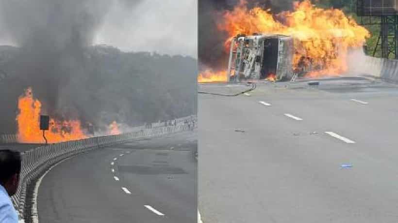 Maharashtra Accident: ಪುಣೆ-ಮುಂಬೈ ಎಕ್ಸ್ಪ್ರೆಸ್ವೇನಲ್ಲಿ ರಾಸಾಯನಿಕ ಟ್ಯಾಂಕರ್ ಪಲ್ಟಿ, ತಕ್ಷಣವೇ ಹೊತ್ತಿಕೊಂಡ ಬೆಂಕಿ, ನಾಲ್ವರು ಸಜೀವ ದಹನ