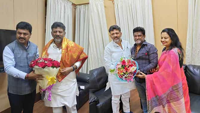 ಡಿಕೆ ಶಿವಕುಮಾರ್ ಭೇಟಿ ಮಾಡಿದ ಬಿಜೆಪಿ ಸಂಸದರು: ಜಗ್ಗೇಶ್, ಬಿವೈ ರಾಘವೇಂದ್ರ ಹೇಳಿದ್ದೇನು?