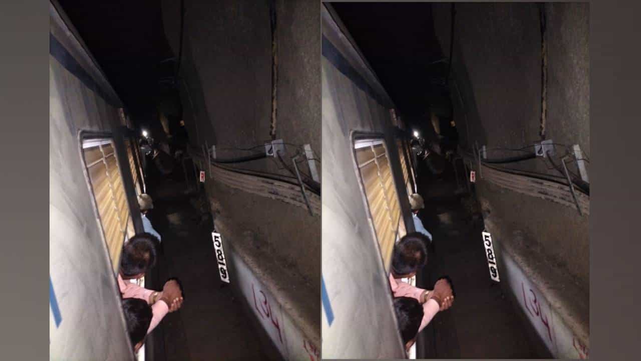 Stone rock fell on train tracks: train left 2 hours late