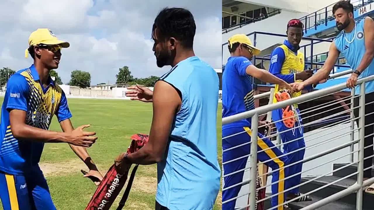 IND vs WI: ಯುವ ಆಟಗಾರರಿಗೆ ಬ್ಯಾಟ್, ಶೂಸ್ ಗಿಫ್ಟ್ ನೀಡಿದ ಮೊಹಮ್ಮದ್ ಸಿರಾಜ್ IND vs WI: ಯುವ ಆಟಗಾರರಿಗೆ ಬ್ಯಾಟ್, ಶೂಸ್ ಗಿಫ್ಟ್ ನೀಡಿದ ಮೊಹಮ್ಮದ್ ಸಿರಾಜ್