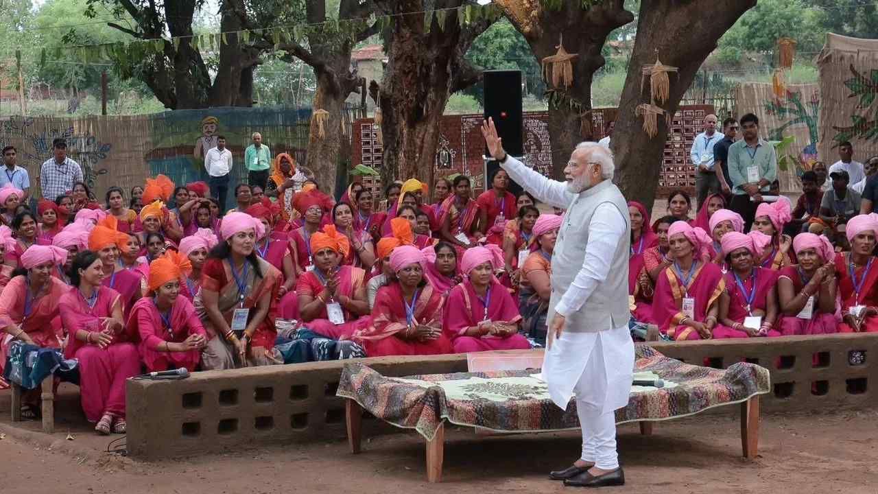 PM Modi in Shahdol PM Modi visits Pakaria interacts with people from tribal communities Check out the photos here
