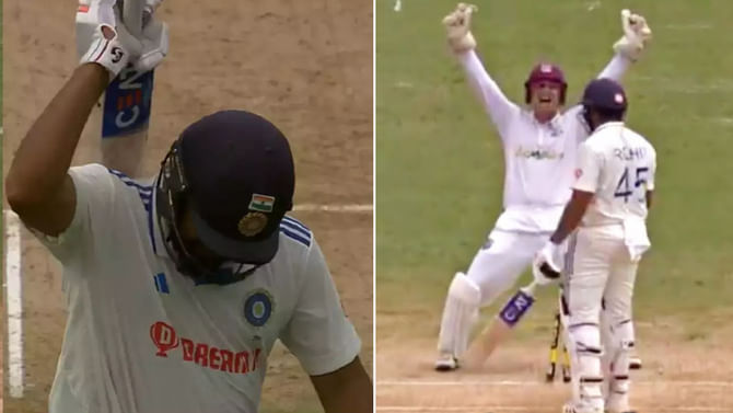 Rohit Sharma: 80 ರನ್ಗೆ ಔಟಾಗಿದ್ದಕ್ಕೆ ಸಿಟ್ಟಾದ ರೋಹಿತ್ ಶರ್ಮಾ: ಕೋಪದಲ್ಲಿ ಏನು ಮಾಡಿದ್ರು ನೋಡಿ Rohit Sharma: 80 ರನ್ಗೆ ಔಟಾಗಿದ್ದಕ್ಕೆ ಸಿಟ್ಟಾದ ರೋಹಿತ್ ಶರ್ಮಾ: ಕೋಪದಲ್ಲಿ ಏನು ಮಾಡಿದ್ರು ನೋಡಿ