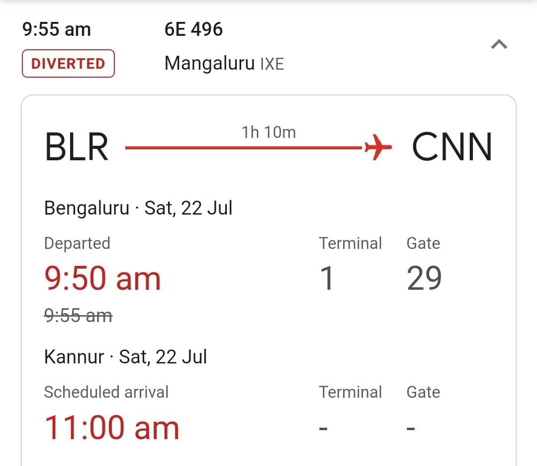 Bengaluru to Mangaluru flight 