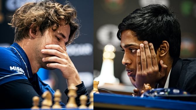 Chess World Cup 2023 Final: ಮೊದಲ ಗೇಮ್ ಡ್ರಾನಲ್ಲಿ ಅಂತ್ಯ: ನಾಳೆ ಪಂದ್ಯ ಮುಂದುವರಿಕೆ Chess World Cup 2023 Final: ಮೊದಲ ಗೇಮ್ ಡ್ರಾನಲ್ಲಿ ಅಂತ್ಯ: ನಾಳೆ ಪಂದ್ಯ ಮುಂದುವರಿಕೆ