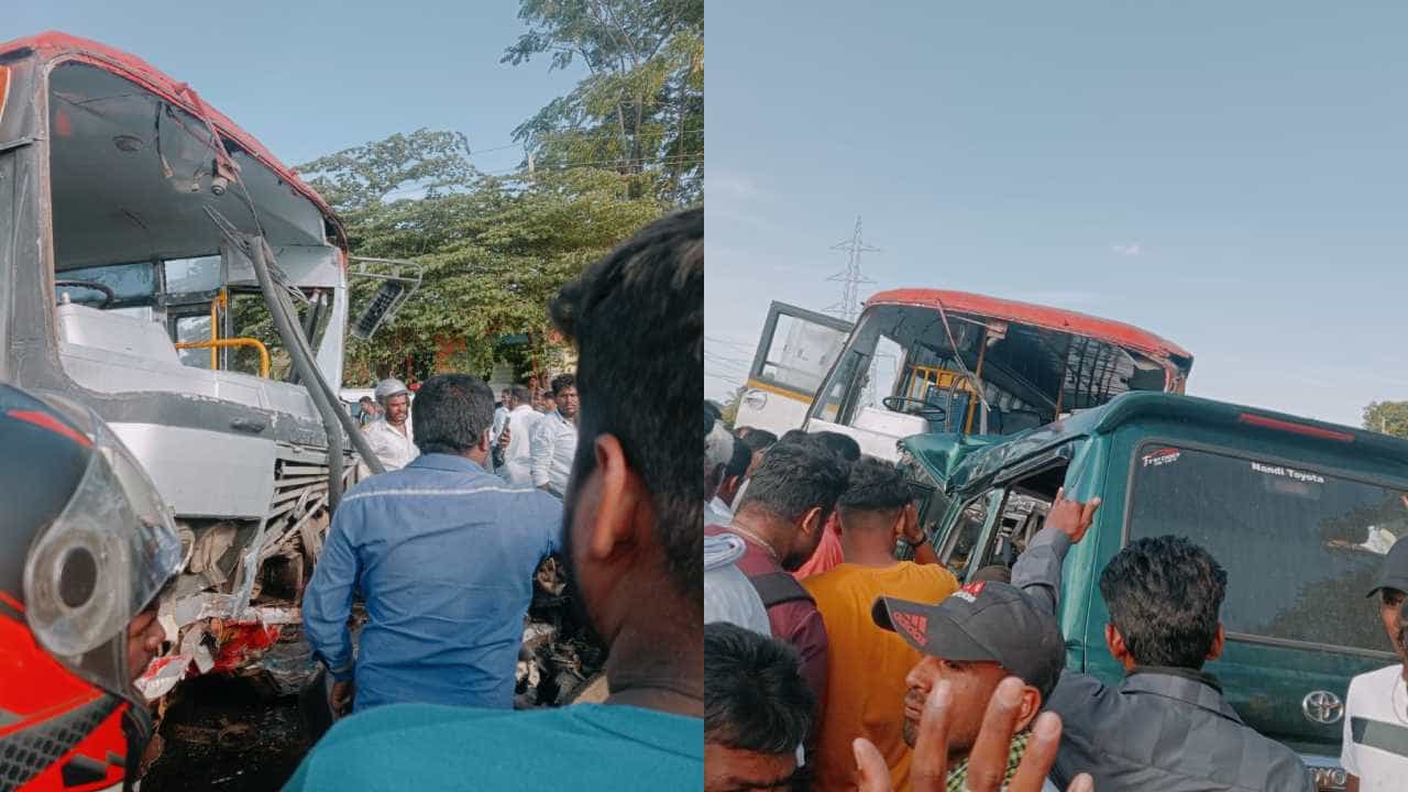 ರಾಮನಗರ: ಕೆಎಸ್ಆರ್ಟಿಸಿ ಬಸ್ ಡಿಕ್ಕಿ: ಕಾರಿನಲ್ಲಿದ್ದ ಆರು ಜನ ದುರ್ಮರಣ ರಾಮನಗರ: ಕೆಎಸ್ಆರ್ಟಿಸಿ ಬಸ್ ಡಿಕ್ಕಿ: ಕಾರಿನಲ್ಲಿದ್ದ ಆರು ಜನ ದುರ್ಮರಣ
