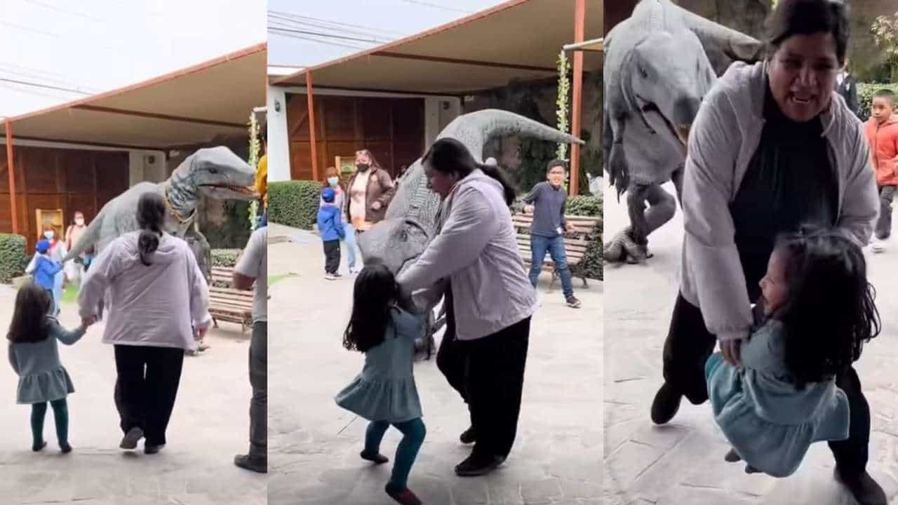 Viral Video: ಈ ಡೈನೋಸಾರ್ ನೋಡಿ ಮಗು ಹೆದರಿದ್ದಕ್ಕೆ ಅರ್ಥವಿದೆ, ಆದರೆ ಅಮ್ಮ? Viral Video: ಈ ಡೈನೋಸಾರ್ ನೋಡಿ ಮಗು ಹೆದರಿದ್ದಕ್ಕೆ ಅರ್ಥವಿದೆ, ಆದರೆ ಅಮ್ಮ?
