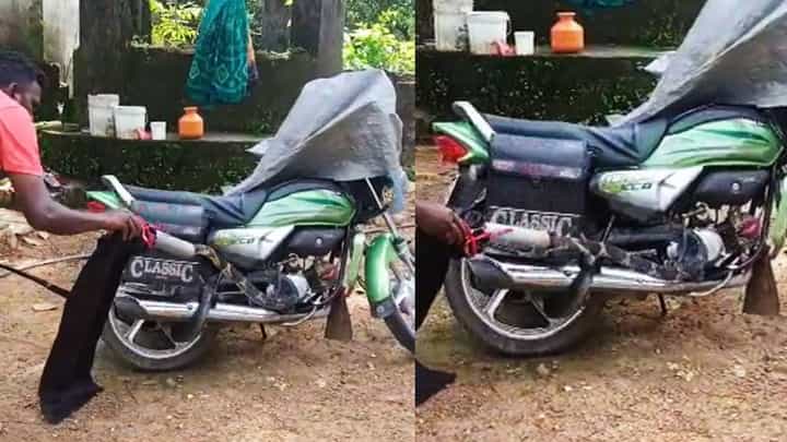 ಉತ್ತರ ಕನ್ನಡ: ಮನೆ ಮುಂದೆ ನಿಲ್ಲಿಸಿದ್ದ ಬೈಕ್ನಲ್ಲಿ ಕಾಳಿಂಗ ಸರ್ಪ; ಇಲ್ಲಿದೆ ರಕ್ಷಣೆಯ ವಿಡಿಯೋ ಉತ್ತರ ಕನ್ನಡ: ಮನೆ ಮುಂದೆ ನಿಲ್ಲಿಸಿದ್ದ ಬೈಕ್ನಲ್ಲಿ ಕಾಳಿಂಗ ಸರ್ಪ; ಇಲ್ಲಿದೆ ರಕ್ಷಣೆಯ ವಿಡಿಯೋ