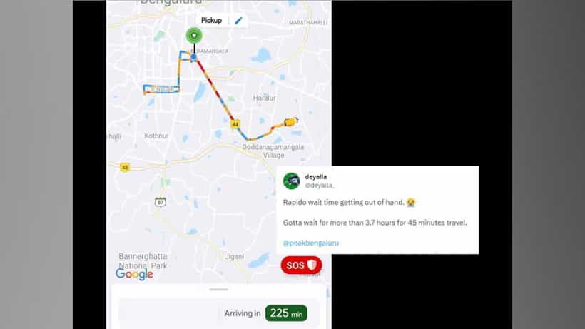 ಬೆಂಗಳೂರು: 45 ನಿಮಿಷಗಳ ಪ್ರಯಾಣಕ್ಕೆ 3 ಗಂಟೆ ಕಾಯಿರಿ ಎಂದ ರ್ಯಾಪಿಡೋ