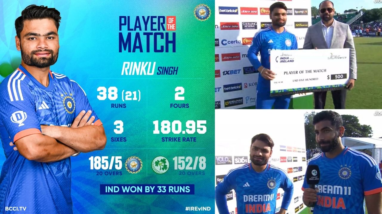 IND vs IRE: ಚೊಚ್ಚಲ ಪಂದ್ಯದಲ್ಲೇ ಪಂದ್ಯ ಶ್ರೇಷ್ಠ ಪ್ರಶಸ್ತಿ ಗೆದ್ದ ರಿಂಕು ಸಿಂಗ್ ಹೇಳಿದ್ದೇನು ಗೊತ್ತಾ?