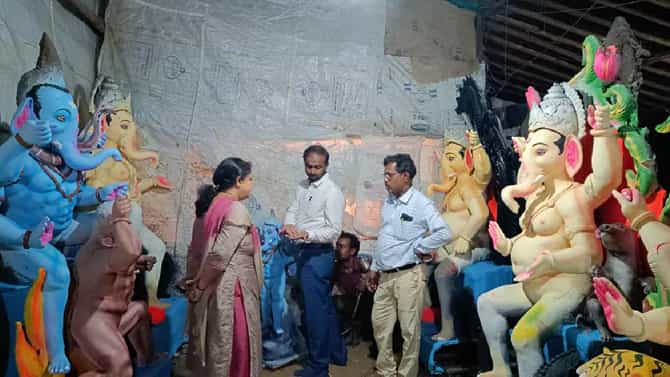 ಚಿತ್ರದುರ್ಗ, ಹೊಸದುರ್ಗದಲ್ಲಿ ದಾಳಿ ನಡೆಸಿ ಪಿಓಪಿ ಗಣೇಶಗಳ ಜಪ್ತಿ
