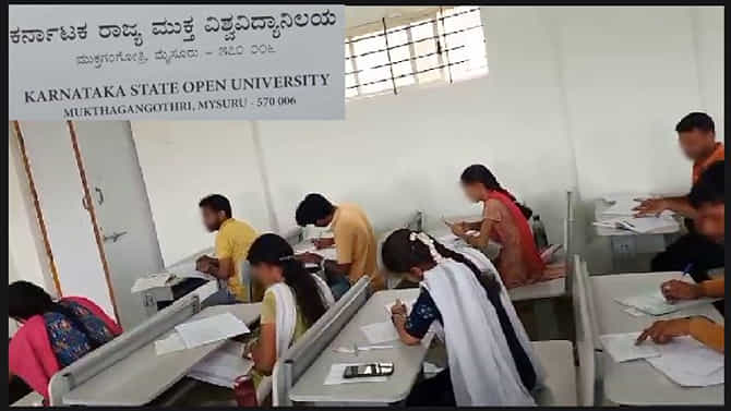 ಕರ್ನಾಟಕ ರಾಜ್ಯ ಮುಕ್ತ ವಿವಿ Exam: ಮೊಬೈಲ್, ಪುಸ್ತಕ ಇಟ್ಟುಕೊಂಡು ಪರೀಕ್ಷೆ!