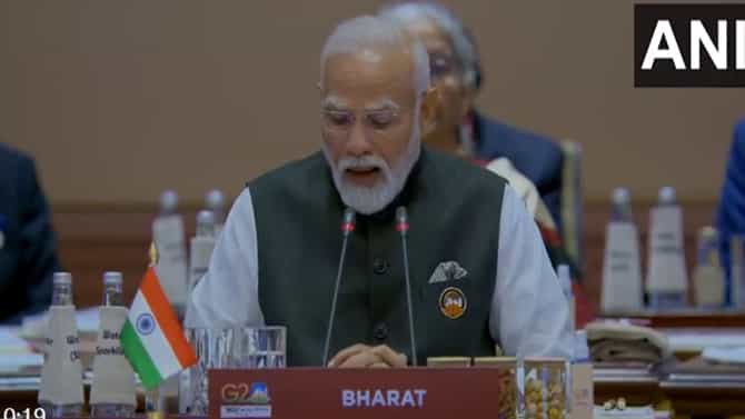 G20 ಶೃಂಗಸಭೆಯಲ್ಲಿ ಪ್ರಧಾನಿ ನರೇಂದ್ರ ಮೋದಿ ಮುಂದೆ ಭಾರತ್ ನಾಮಫಲಕ