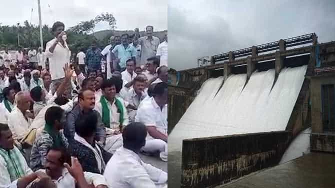 ಭದ್ರಾ ಡ್ಯಾಂನಿಂದ ನೀರು ಹರಿಸುವಂತೆ ಧರಣಿ; ರೈತ ಆತ್ಮಹತ್ಯೆಗೆ ಯತ್ನ