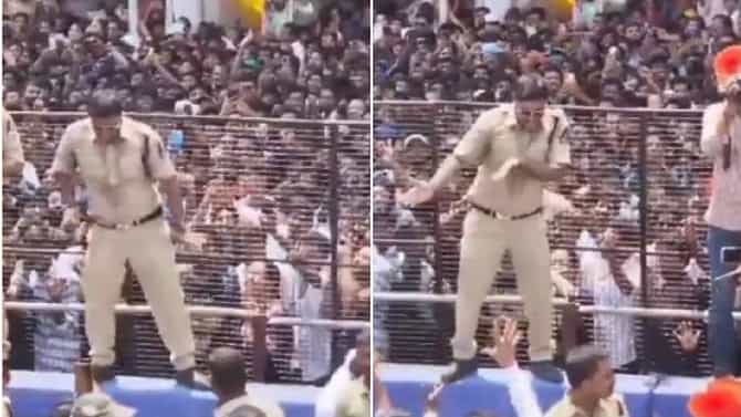 ಗಣಪತಿ ವಿಸರ್ಜನೆ ವೇಳೆ ಭರ್ಜರಿ ಸ್ಟೆಪ್ ಹಾಕಿದ ಹೈದರಾಬಾದ್ ಪೊಲೀಸ್!