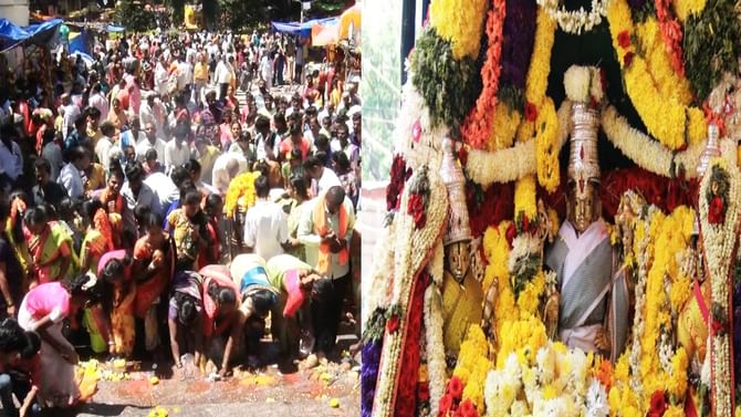ಶ್ರಾವಣ ಮಾಸದ ಕೊನೆಯ ಶನಿವಾರ; ಬಂಗಾರ ತಿರುಪತಿ ದೇವಾಲಯಕ್ಕೆ ಬಂದ ಭಕ್ತರು ಶ್ರಾವಣ ಮಾಸದ ಕೊನೆಯ ಶನಿವಾರ; ಬಂಗಾರ ತಿರುಪತಿ ದೇವಾಲಯಕ್ಕೆ ಬಂದ ಭಕ್ತರು