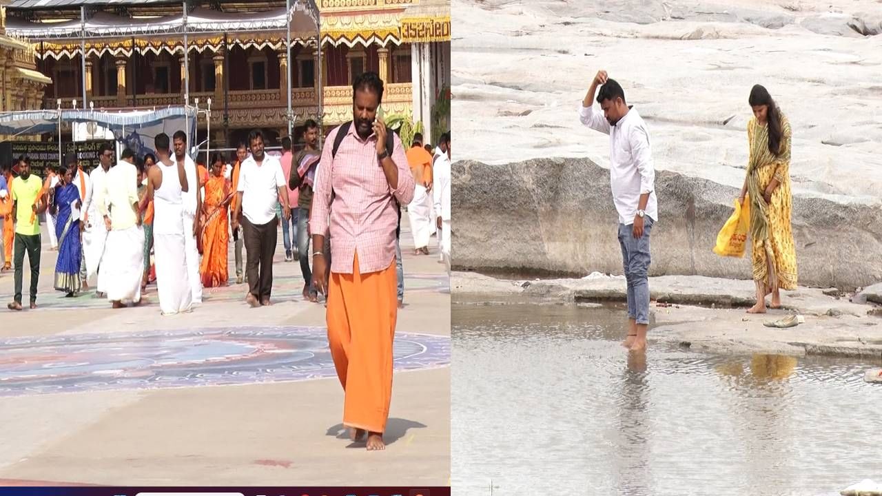 ರಾಜ್ಯದಲ್ಲಿ ಬರಗಾಲ..ಇತ್ತ ಮಂತ್ರಾಲಯಕ್ಕೂ ತಟ್ಟಿದ ಬಿಸಿ! ತುಂಗಭದ್ರಾ ನದಿ ಖಾಲಿ, ಪುಣ್ಯ ಸ್ನಾನವಿಲ್ಲದೇ ಭಕ್ತರು ಬೇಸರ! ರಾಜ್ಯದಲ್ಲಿ ಬರಗಾಲ..ಇತ್ತ ಮಂತ್ರಾಲಯಕ್ಕೂ ತಟ್ಟಿದ ಬಿಸಿ! ತುಂಗಭದ್ರಾ ನದಿ ಖಾಲಿ, ಪುಣ್ಯ ಸ್ನಾನವಿಲ್ಲದೇ ಭಕ್ತರು ಬೇಸರ!