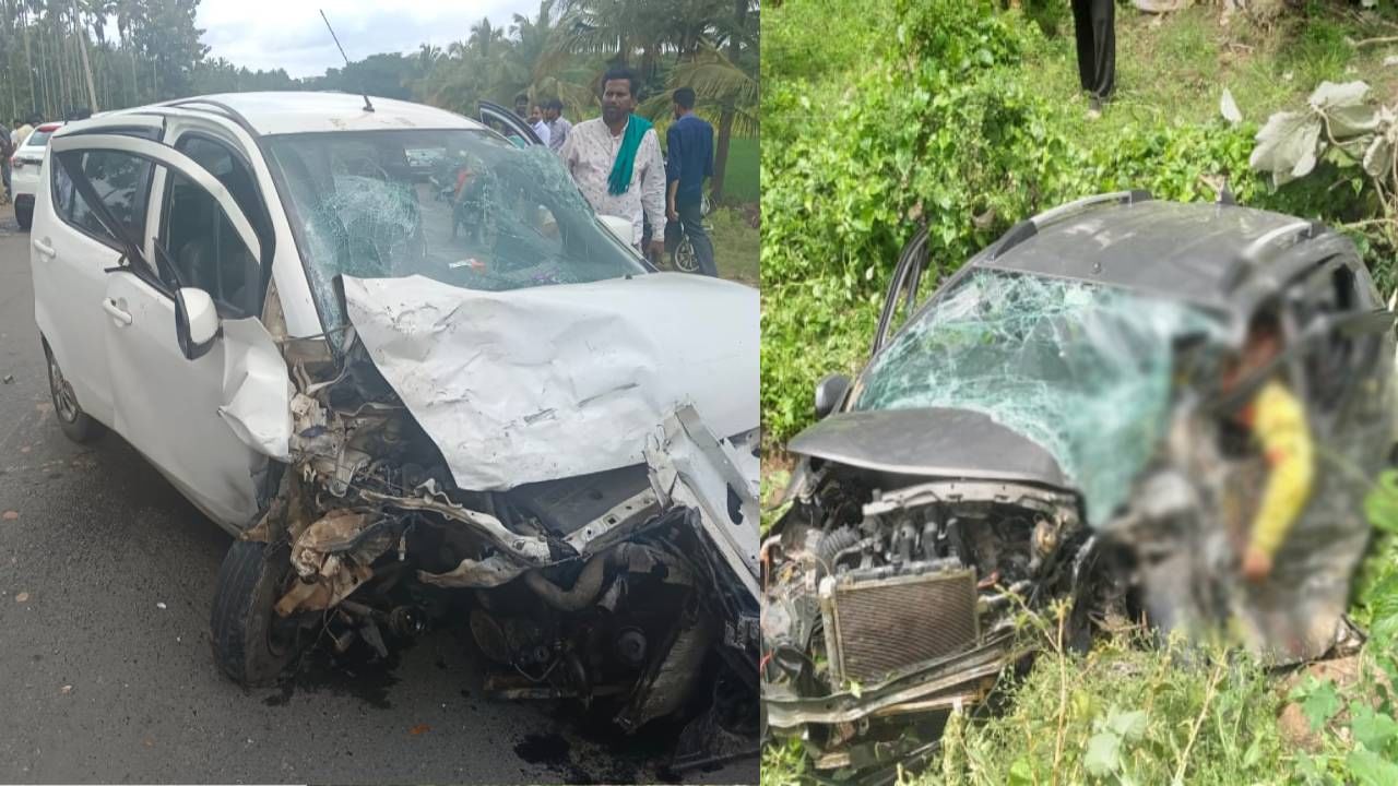 ಶಿವಮೊಗ್ಗ: ಕಾರುಗಳ ನಡುವೆ ಮುಖಾಮುಖಿ ಡಿಕ್ಕಿ; ಅಪ್ಪ, ಮಗಳ ದಾರುಣ ಸಾವು ಶಿವಮೊಗ್ಗ: ಕಾರುಗಳ ನಡುವೆ ಮುಖಾಮುಖಿ ಡಿಕ್ಕಿ; ಅಪ್ಪ, ಮಗಳ ದಾರುಣ ಸಾವು